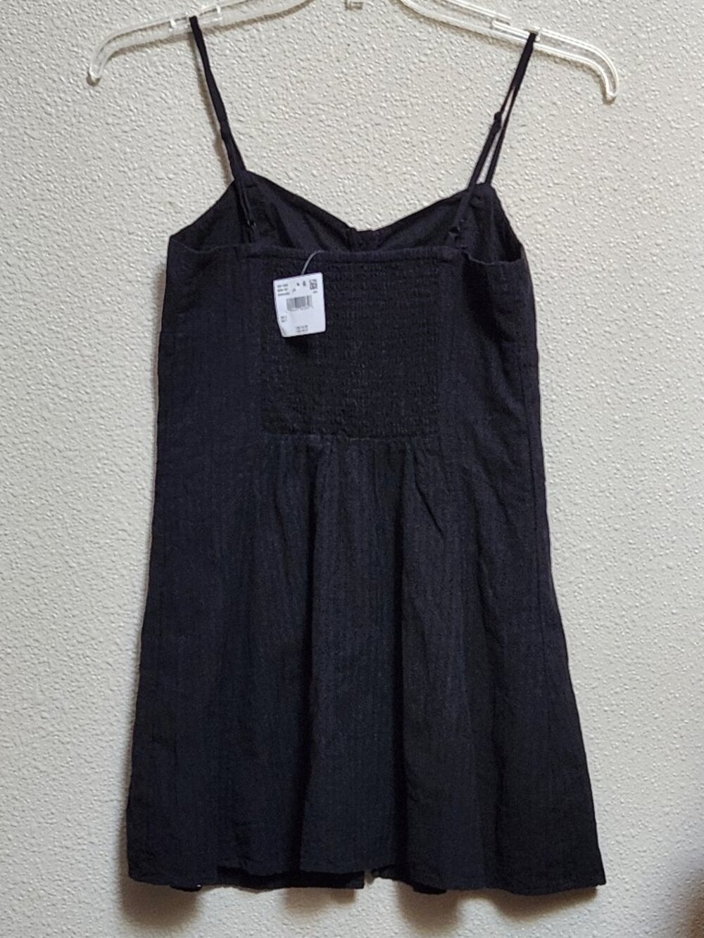AMERICAN EAGLE Black Button Front Smocked Mini Sun Dress - Small - NWT NEW - Picture 3 of 5